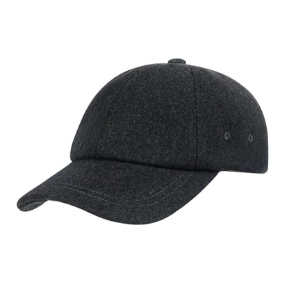 BOTVELA Men Wool Adjustable Tweed Baseball Cap - color: Dark Grey