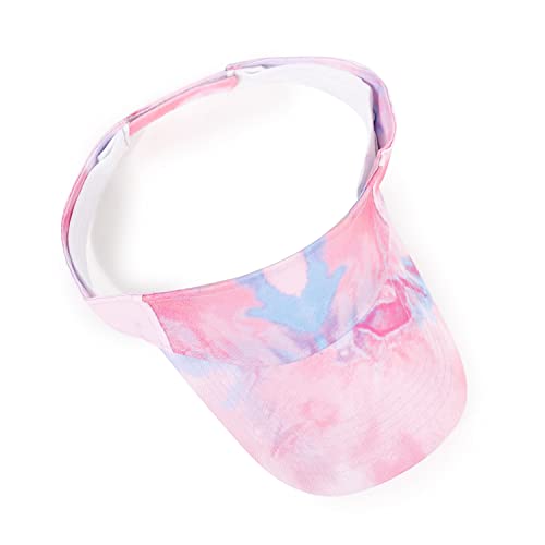 HH HOFNEN Sports Sun Visor Hats Cotton Adjustable Golf Caps for Men Women - color: #1d Tie-dye Pink