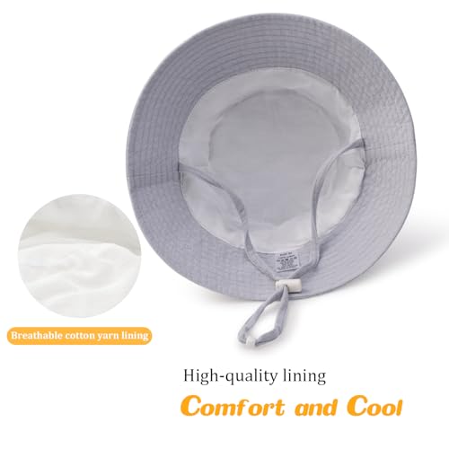 Baby Sun Hat Infant Toddler Summer Cotton Yarn Beach Bucket Hat for Boy Girl - color: Gray, size: 6-24 Months