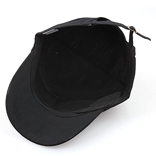 2 Pack Cadet Army Caps Flat Top Military Hats for Men Women - color: Black