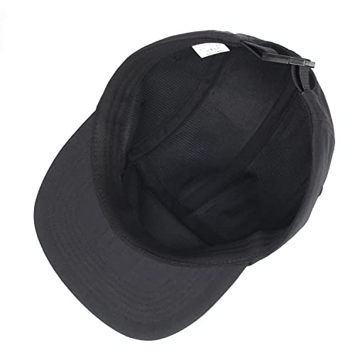5 Panel Baseball Cap Camp Cap Taslon Short Brim Cap Quick Dry Hat Flat Bill Big Size Large Caps Oversize Running Hat - color: Black, size: 7 1/2