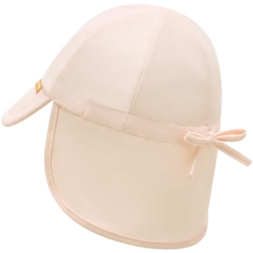 Duoyeree UPF 50+ Baby Sun Hat, Neck Flap Protection for Toddlers - color: A-beige, size: 0-6 Months