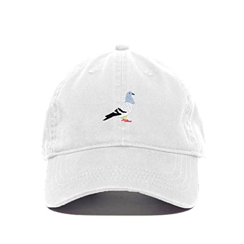 Pigeon Baseball Cap Embroidered Cotton Adjustable Dad Hat - color: White