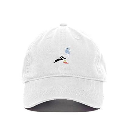 Pigeon Baseball Cap Embroidered Cotton Adjustable Dad Hat - color: White
