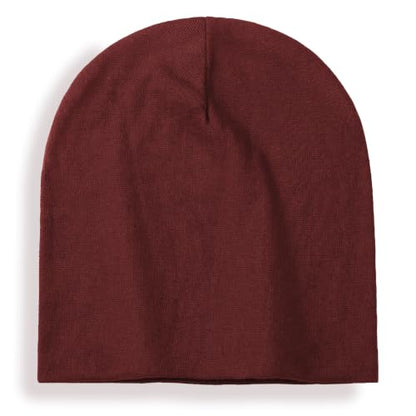vidsel 100% Cotton Slouchy Beanie for Women Men, Thin Beanies Winter Hat - color: Wine Red