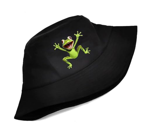 Bucket Hat Beach Sun Hat Fishing Hat for Women Men, Summer Outdoor Travel Packable Fisherman Hat - color: Frog