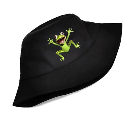 Bucket Hat Beach Sun Hat Fishing Hat for Women Men, Summer Outdoor Travel Packable Fisherman Hat - color: Frog