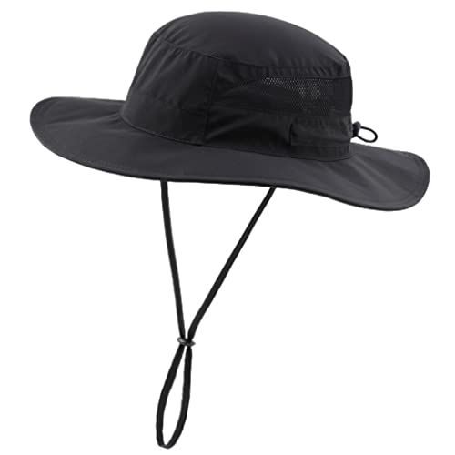 Connectyle Women's UPF 50+ Sun Hat UV Protection Wide Brim Bucket Hat Summer Beach Hats Fishing Hiking Outdoor Safari Hats - color: Black
