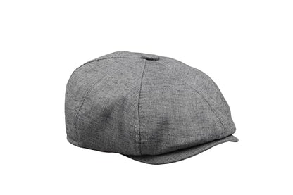 8 Panel Newsboy Cap – Linen Blend with 100% Cotton Lining - color: Dark Gray, size: Small