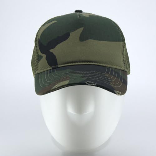 The Vintage Year High Crown Foam Mesh Camouflage Trucker Hat Baseball Cap - color: Distressed Woodland Camo