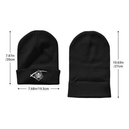 Embroidered Beanie Halloween Goth Knit Hat for Men Women - color: Skeleton