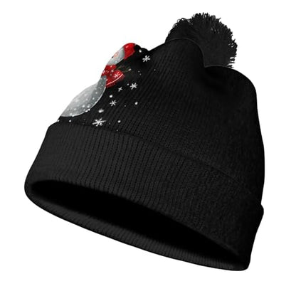 Girls Boys Winter Warm Knit Beanie Pompom Elasticity Slouchy Hat Skull Caps for Childrens - color: Christmas Snowman