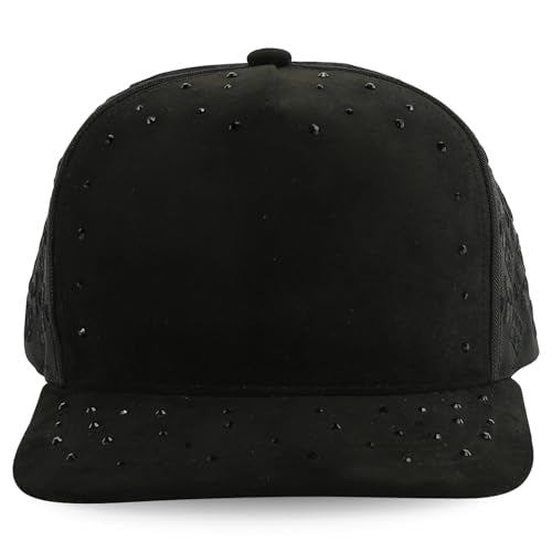 Trendy Apparel Shop 5 Panel Structured Soft Suede Snapback Ball Cap - color: Black 2