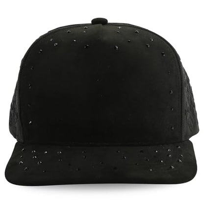 Trendy Apparel Shop 5 Panel Structured Soft Suede Snapback Ball Cap - color: Black 2
