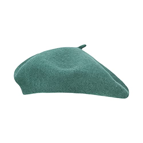 Gllutt Women Wool Beret Hat French Style Solid Color - color: Blue Green