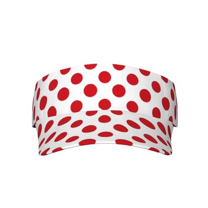 Unisex Sports Sun Visor Hats Adjustable Lightweight Packable Printed Empty Top Cap for Running Pickleball Golf Tennis - color: Classic Red Polka Dot