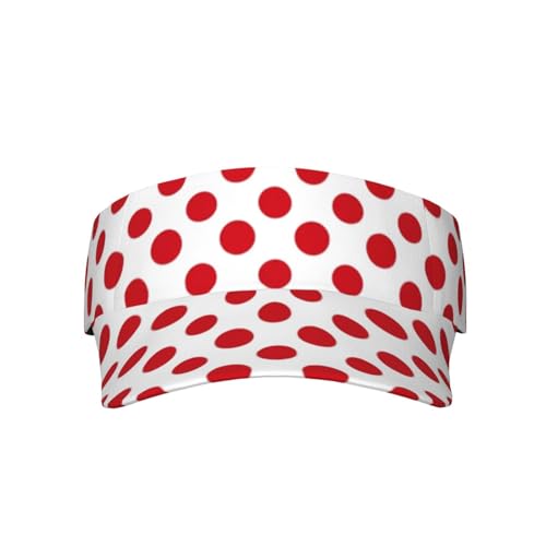 Unisex Sports Sun Visor Hats Adjustable Lightweight Packable Printed Empty Top Cap for Running Pickleball Golf Tennis - color: Classic Red Polka Dot