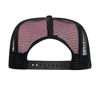 OTTO Neon Polyester Foam Front 5 Panel High Crown Mesh Back Trucker Hat - color: Blk/N.pnk/Blk