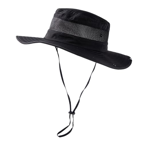 TOP-EX Oversized Waterproof Sun Hat for Big Heads with Wide Brim & Mesh - color: Black-3"brim, size: Medium-Large
