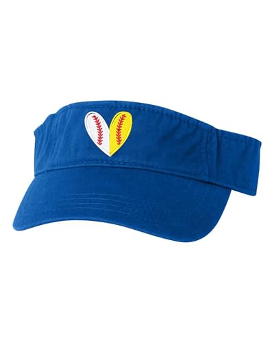 Go All Out Heart with Baseball & Softball Stitches Mom Bucket Ponytail Visor Embroidered Cap Dad Hat - color: Royal