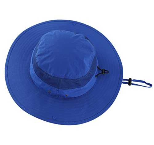 Connectyle UPF 50+ Wide Brim Sun Hat for Men Breathable Cowboy Boonie Hats Outdoor Bucket Hat for Fishing Hiking Safari - color: Royal Blue