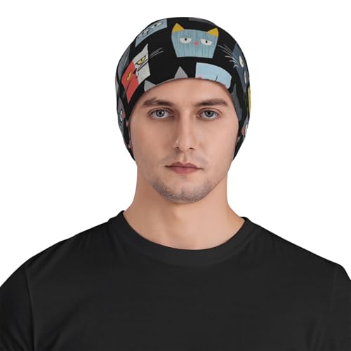 Beanie Hat for Men Women Slouchy Beanie Skull Sleep Cap Soft Lightweight Chemo Hat Stretch Cancer Headwear - color: Cat