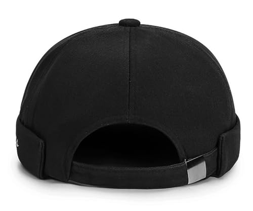 DIYDECAL Retro Brimless Skullcap Hat Docker Cap,Sailor Worker Hat Beanie Hat for Mens - color: Black