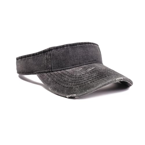 ANDICEQY Retro Ripped Sun Visor Hat, Baseball Sun Visors for Women and Men - color: Retro Black