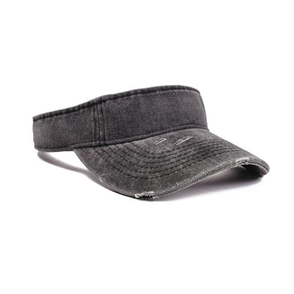 ANDICEQY Retro Ripped Sun Visor Hat, Baseball Sun Visors for Women and Men - color: Retro Black