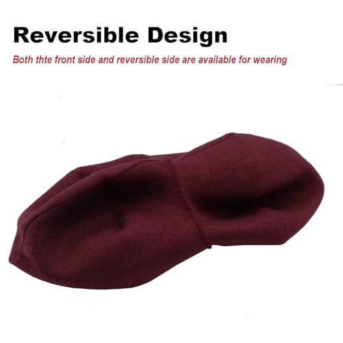 Wheebo Reversible Solid Color French Beret Hat for Women and Girls - color: Burgundy