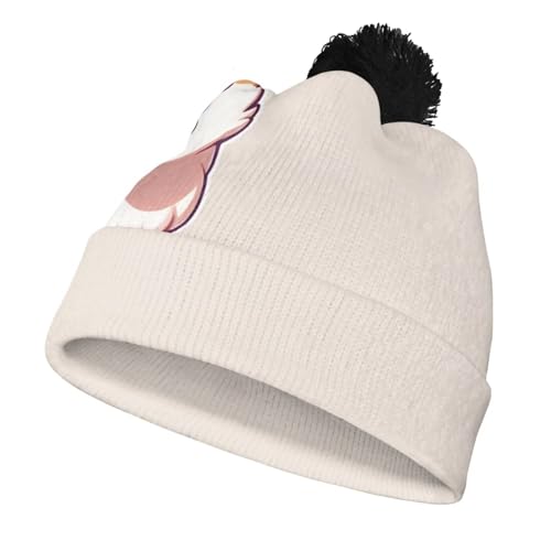 Girls Boys Winter Warm Knit Beanie Pompom Elasticity Slouchy Hat Skull Caps for Childrens - color: Beige Corgi