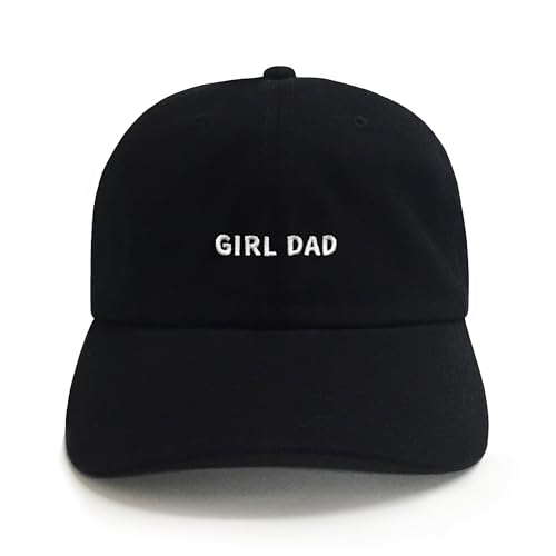 Dad Brand Girl Dad Hat for Men - Embroidered 6-Panel Unstructured Cotton Cap, Black, Adjustable Buckle Strap, Curved Brim - Proud Dad of Daughters Gift