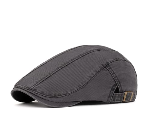 Cotton Newsboy Cap,Breathable Ivy Gatsby Cabbie Beret Hat for Men's Women Driving Hunting Golf - color: Grey