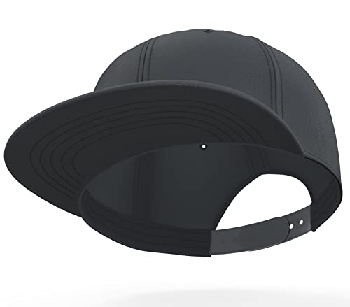 Daxton Classic Blank Snapback Flat Bill Visor Hat Cap One Size Adjustable Back - color: Charcoal