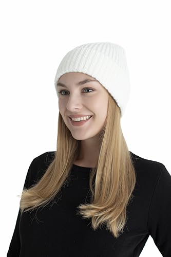 Seamless Beanie Cap, Acrylic Unisex Winter Beanie - color: Pearl White
