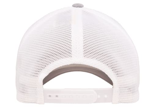 Flexfit 110M Trucker Mid-Profile Mesh Back Snapback Cap - color: Melange Silver/White