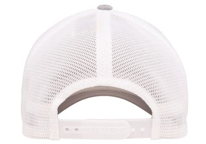 Flexfit 110M Trucker Mid-Profile Mesh Back Snapback Cap - color: Melange Silver/White