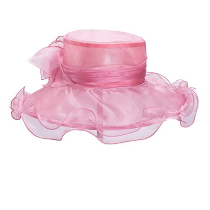Lawliet Womens Dressy Wide Brim Church Wedding Occasion Sun Hat A613 - color: Medium Pink