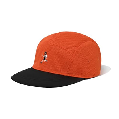 Clakllie Quick Dry Flat Brim Hat Women's 5 Panel Cap Casual Baseball Cap Cooling Mesh Hats Trucker Style Flat Bill Hat,WBTQH2401-Orange