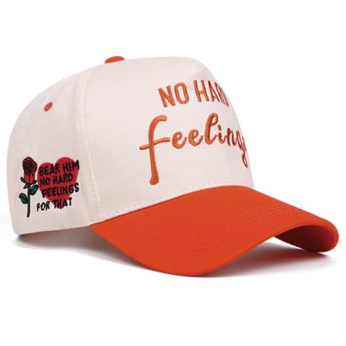 Funny Hat No Hard Feelings Trucker Hats Vintage Baseball Cap Unisex - color: Beige-orange