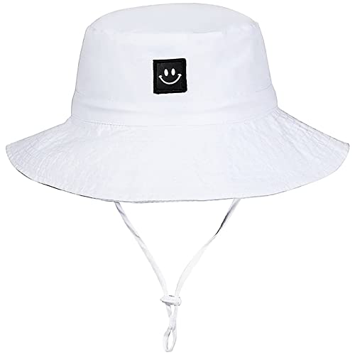 55cube Baby & Toddler Sun Hat UPF 50+ Bucket Hat with Chin Strap - color: 1pack White, size: 6-24 Months