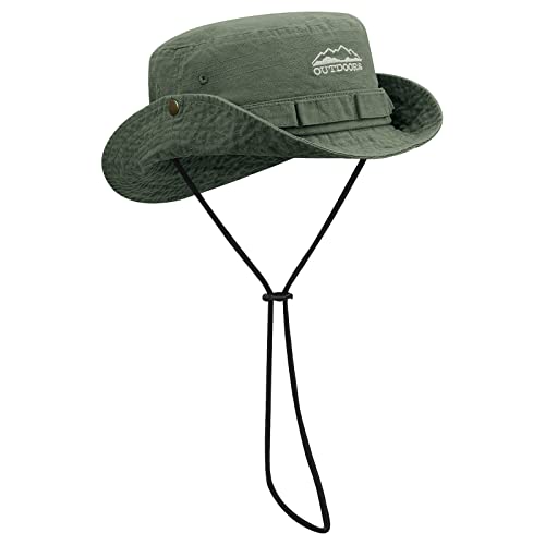 Clakllie Sun Hats for Women Men UV Protection Boonie Hats Summer Safari Jungle Hat Fishing Beach Hats UPF 50+ Camping Hats - color: S-dfh03-army Green