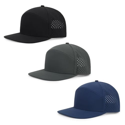Quick Dry Baseball Cap Flat Brim Snapback Golf Hat for Men Women - color: Black+navy+darkgrey