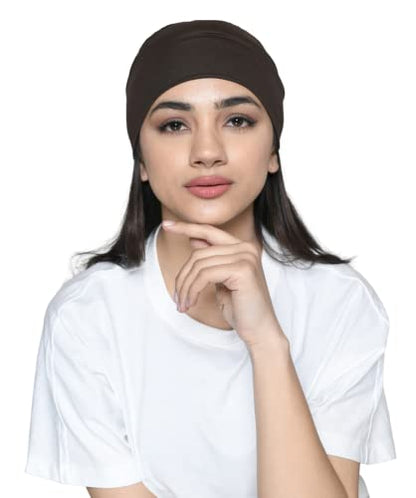 Chemo Hats Solid Sleep Cap Women's Bamboo Soft Headwear Cancer Cap Chemo Headwear Women - color: Brown