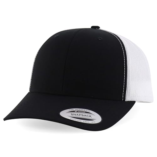 Trendy Apparel Shop Oversize XXL Structured Blank 6 Panel Retro Trucker Mesh Cap - color: Black White