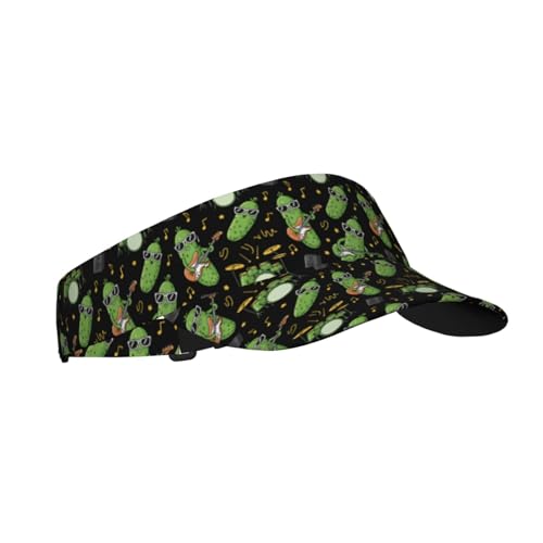 Sports Sun Visor Hat for Men Women, Adjustable Breathable Golf Tennis Cap - color: Funny Rock Pickles