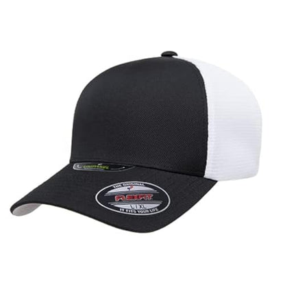 Flexfit Melange Unipanel Trucker Cap - color: Black/White, size: Large-X-Large