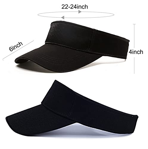 8 Packs Unisex Sports Visor Adjustable Cap - Baseball Tennis Golf Sun Hat for Men Women Multicolor - color: Black