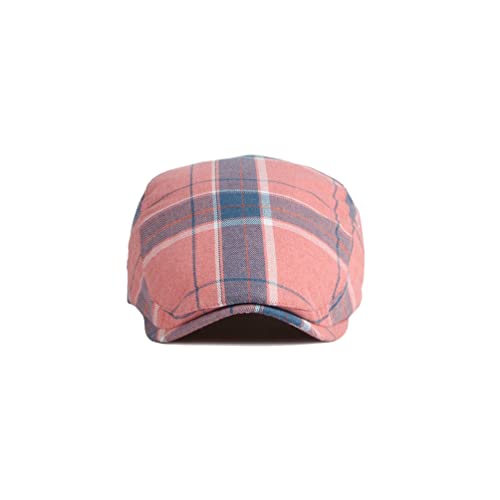 WITHMOONS Adjustable Colorful Plaid Flat Cap Newsboy Cabbie Gatsby Golf Beret Hat YZ30109 - color: Pink