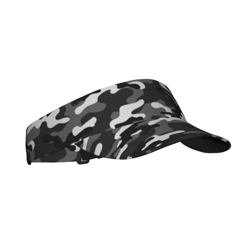 Sports Sun Visor Hats-Adjustable Visor Cap-for Women and Men-for Running, Tennis, Golf - color: Black and White Camo Camouflage
